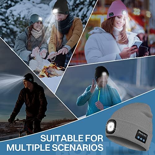 Bosttor Bluetooth Beanie with LED Light and Headphones
