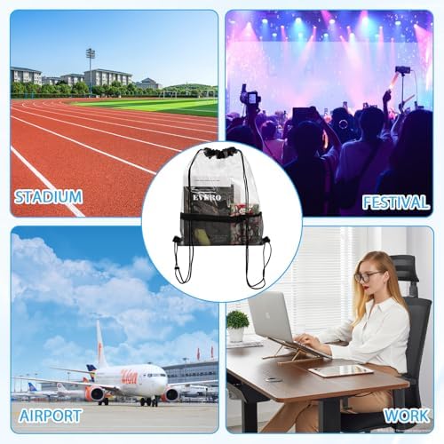6 Pcs Clear Drawstring Bags Waterproof for Gym Concert Travel