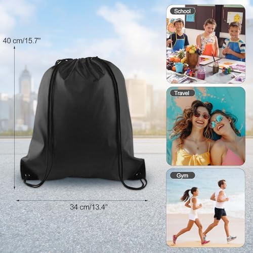 KUUQA 40pc Black Drawstring Backpacks - Gym School Travel