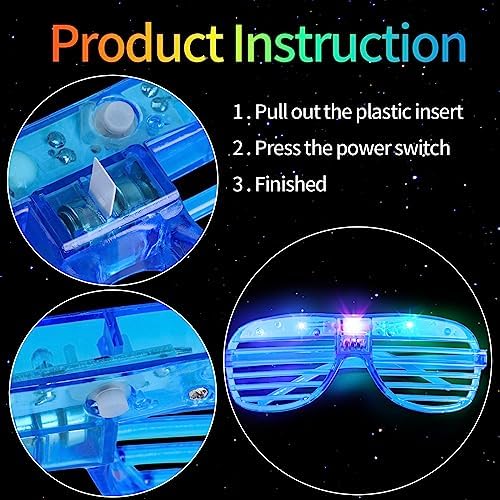 15 Pack Neon Light Up Glasses 5 Colors LED Party Shades