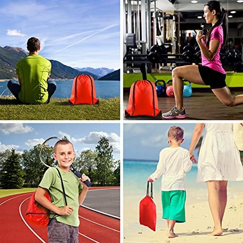 PLULON 30 Pcs Red Drawstring Bags for Yoga Travel and Outdoor Use