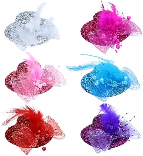 inSowni 6 Piece Feather Mini Fascinator Hats for Kids and Women