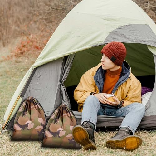 2PCS Camo Drawstring Backpack Waterproof Camouflage Carry Bag