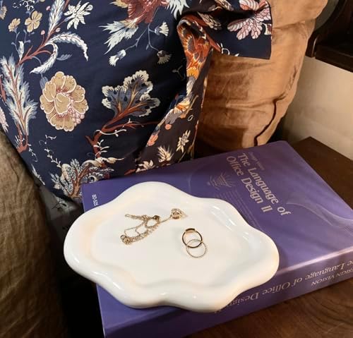 White Ceramic Jewelry Tray with Cloud Shape