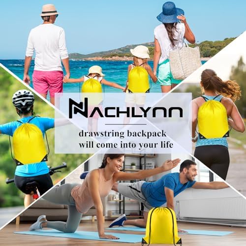 NACHLYNN Drawstring Backpacks 12 Pack Yellow