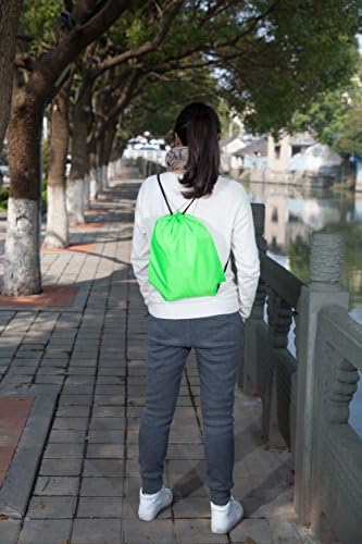 LH LIHI BAG 10 Pack Fluorescent Green Drawstring Backpack