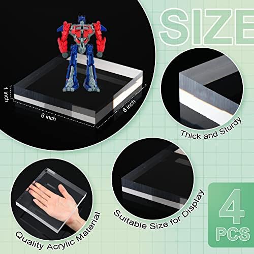 Qunclay 4Pcs Acrylic Square Display Blocks for Jewelry Showcase Holder Base Collections