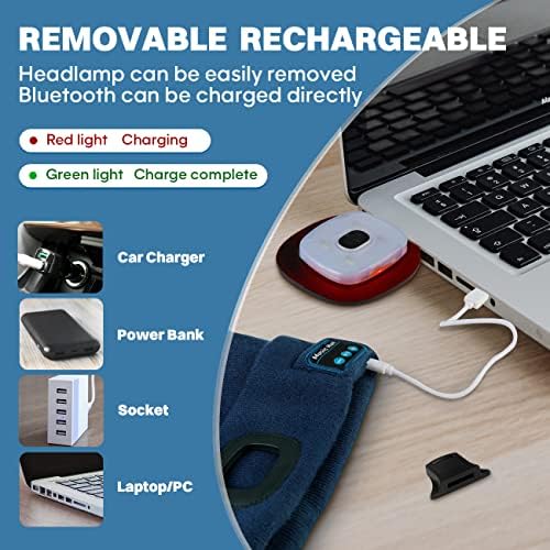 Bosttor Bluetooth Beanie with LED Light and Headphones