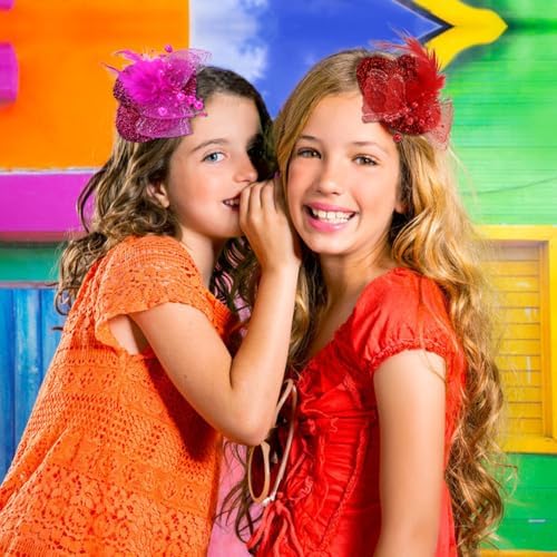 inSowni 6 Piece Feather Mini Fascinator Hats for Kids and Women