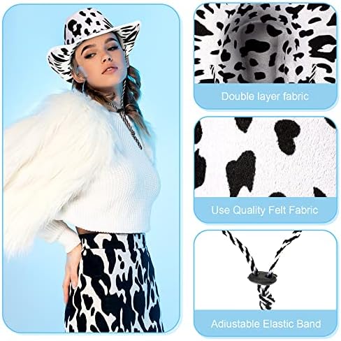 Zhanmai 12-Piece Cow Print Cowboy Hat and Bandana Set for Western Events