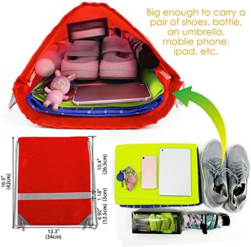 BeeGreen 20 Pieces Red Drawstring Backpacks with Reflective Strips