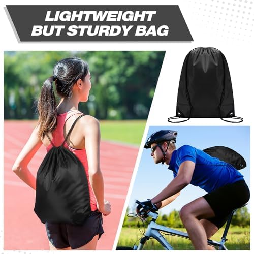 Shappy 150 Pcs Black Drawstring Gym Backpack Set