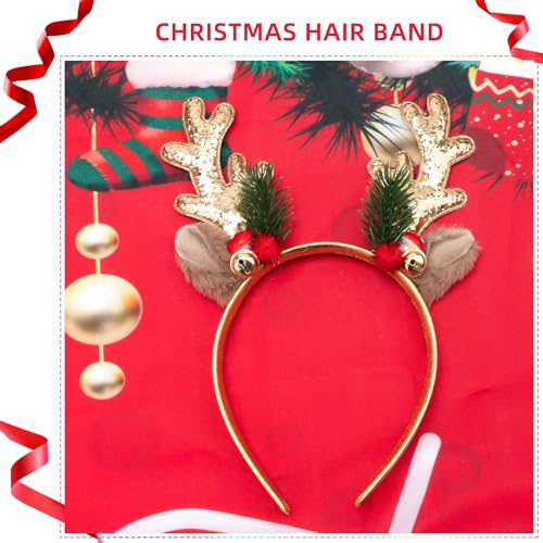 TULOBI Glitter Christmas Elk Headbands for Women and Girls