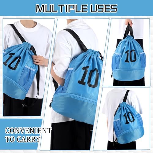 Sunnymove Drawstring Soccer Backpack with Ball and Shoe Compartment