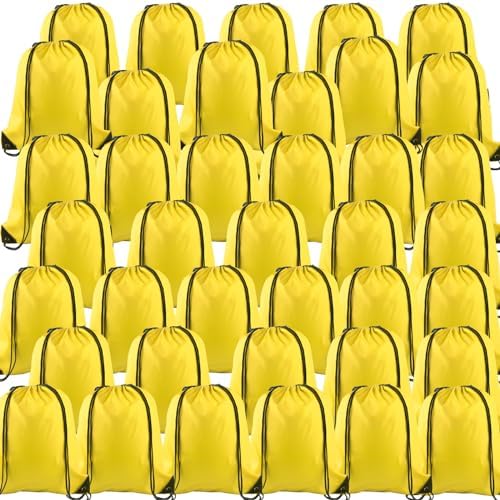 KUUQA 40Pcs Yellow Drawstring Backpack Bulk