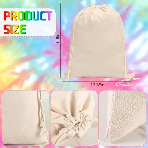 KABAKE Cotton Drawstring Tote Bags 12Pcs DIY Tie Dye Set