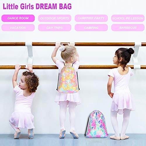 GAEN Mermaid Reversible Sequin Drawstring Backpack for Kids Girls One Size