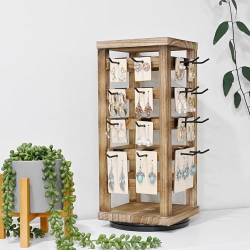 Ikee Design Wood Rotating Earring Display Stand