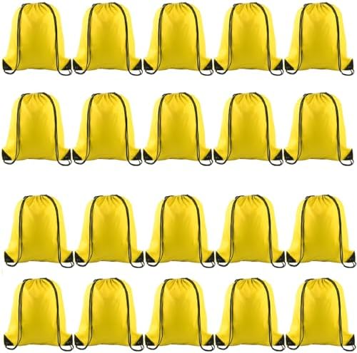 KUUQA 20Pcs Yellow Drawstring Bags for Sports Gym Travel