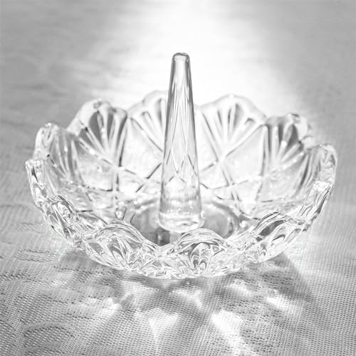 HD Clear Crystal Ring Holder Wavy Glass Jewelry Dish