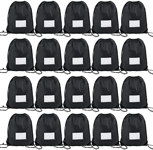20 Pcs Black Drawstring Bags for Travel Gym Sport