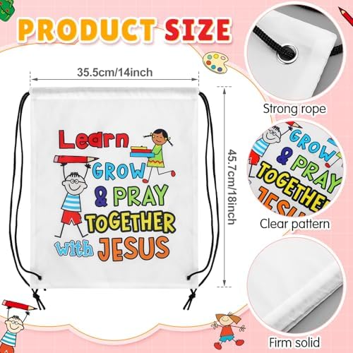Kacctyen 24 Pcs Religious Drawstring Backpacks with Bible Verse