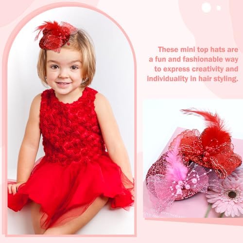 inSowni 6 Piece Feather Mini Fascinator Hats for Kids and Women