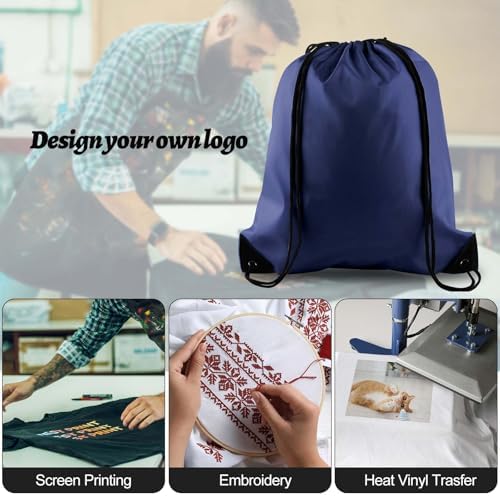 PLULON 15 Pcs Navy Blue Drawstring Bags