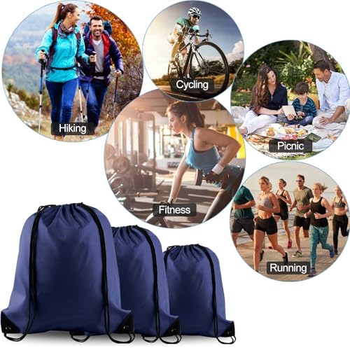 PLULON 15 Pcs Navy Blue Drawstring Bags