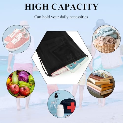 NACHLYNN 12-Piece Black Drawstring Backpack Set