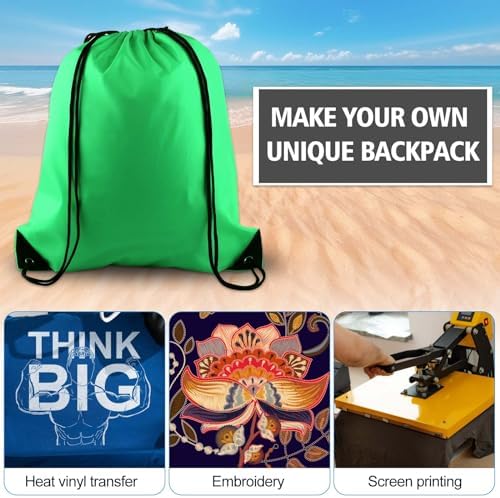 KUUQA 40Pcs Green Drawstring Backpack Storage Bags