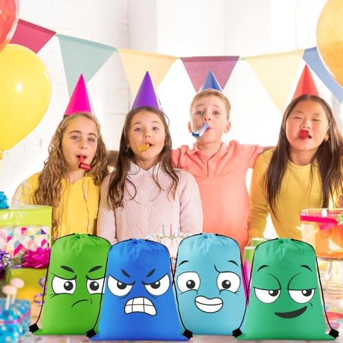 24 Pcs Emoticon Drawstring Backpack for Teens