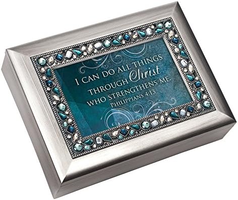 Cottage Garden Can Do All Things Through Christ Jewelry Box