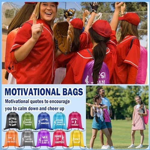 Kacctyen 60 Pcs Drawstring Backpacks with Motivational Quotes