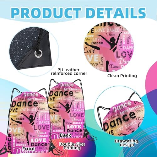 Dance Drawstring Bag for Dancers 1Pcs Multicolor