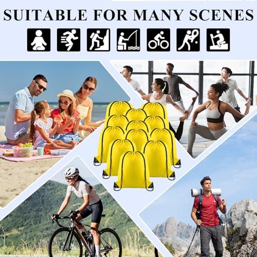 NACHLYNN Drawstring Backpacks 12 Pack Yellow
