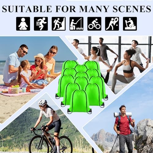 NACHLYNN 12-Piece Drawstring Sports Bag Gym Tote Pack