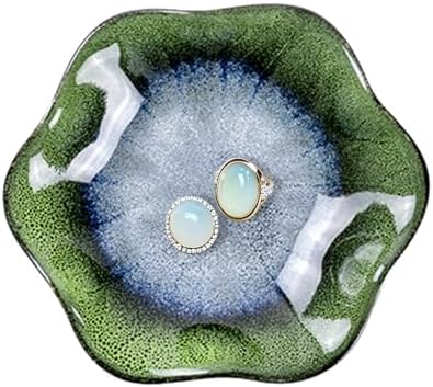 Elegant Ceramic Jewelry Tray Holder in Ink Grass Green