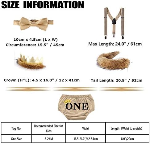 Wild One Baby Boys Cake Smash First Birthday Outfit Nappy Cover Suspenders Bowtie Crown Costume