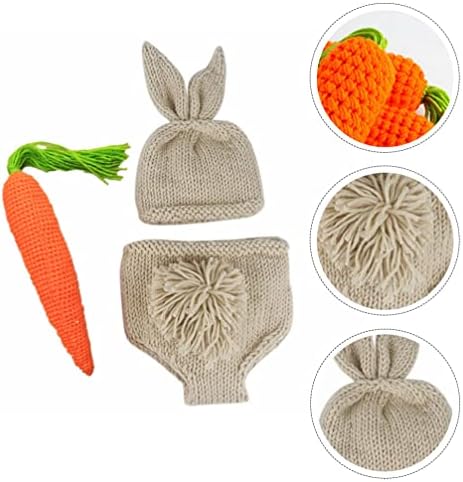 Kisangel Newborn Baby Boy Girl Easter Bunny Crochet Costume Hat Diaper Accessory Set