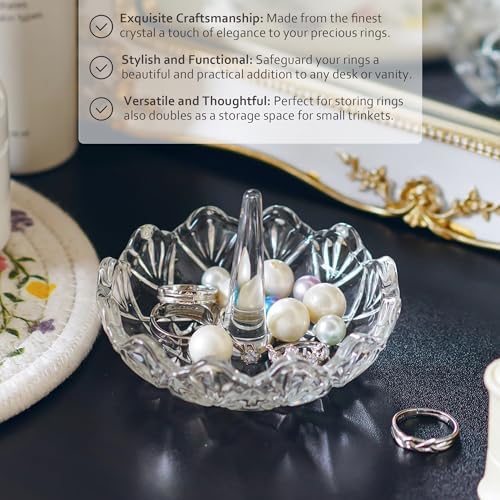HD Clear Crystal Ring Holder Wavy Glass Jewelry Dish