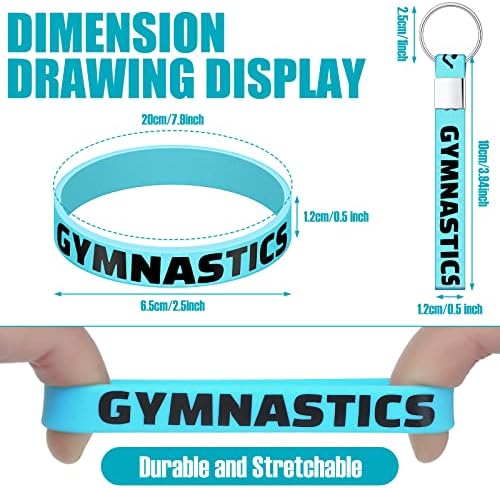 Sadnyy 32 Pcs Gymnastics Gift Set Drawstring Bag Keychain Bracelets