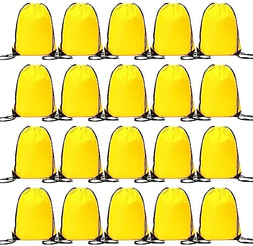 CODOBON 20 Pcs Yellow Drawstring Backpack Bulk Bags for Gym Sports