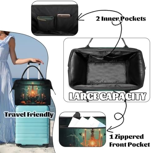 Halloween Pumpkin Candle Print Travel Gym Bag for Women Men