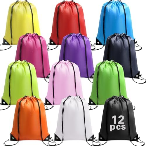 WSBArt Drawstring Backpack 12 Pcs Bulk Waterproof Gym Bag