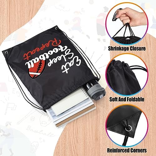 Windyun 16 Pcs Football Pattern Drawstring Bags for Gym and Travel