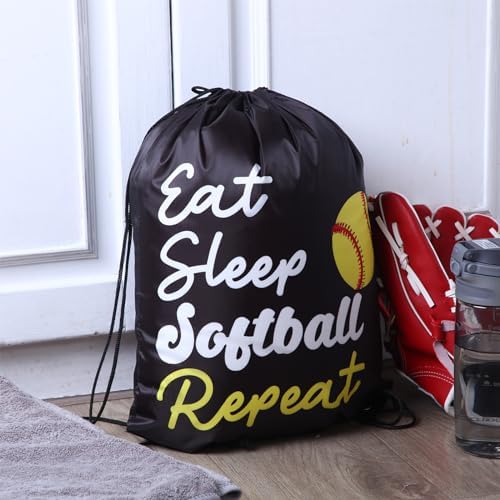 Windyun 16 Pcs Ball Drawstring Backpack Bulk Lightweight Bags Cinch Sacks Tote Softball
