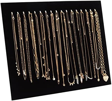 2 Pack Black Velvet Jewelry Display Boards with Hooks