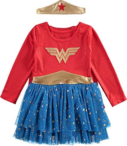 DC Comics Baby Wonder Woman Dress with Tiara and Cape Red Blue 18 Months