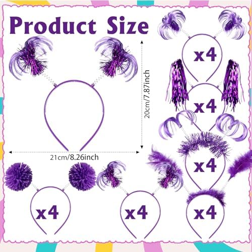 Censen 24 Pcs Pom Pom Headband Set Halloween Costume Headwear